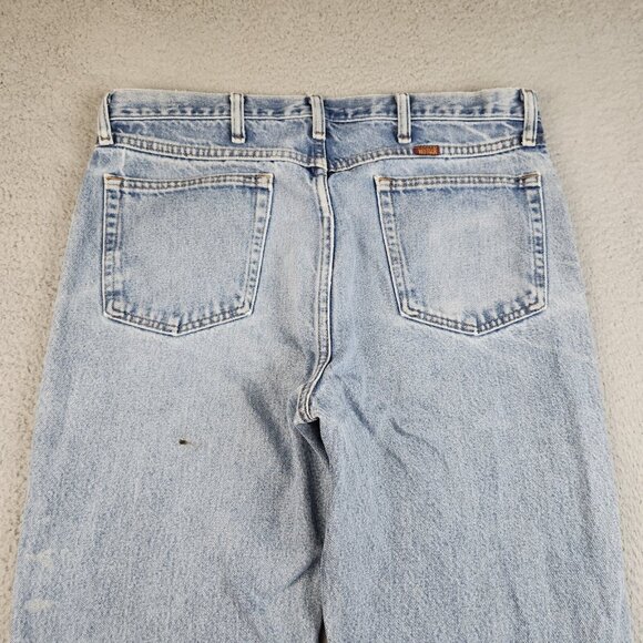 Mens 36x34 Blue Denim Workwear Jeans Wrangler Rustler Classic Stonewashed Pants - Picture 12 of 16